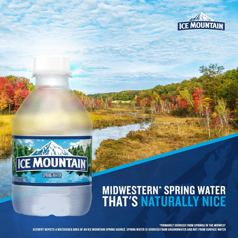 12 Pack 8 oz Ice Mountain Spring Water, Refreshing Crisp Bottled Water fl Mini Bottle