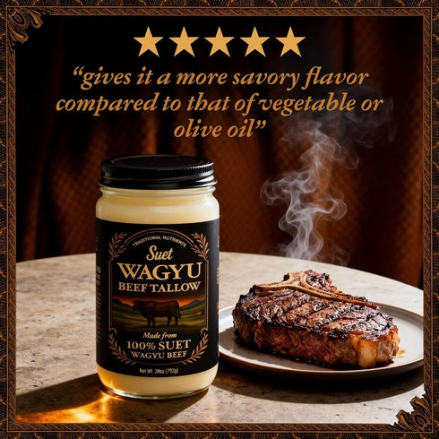 28oz, 100% 1.75lbs Wagyu Beef Tallow Pure Suet Kidney Fat, Triple-Rendered, USDA Inspected