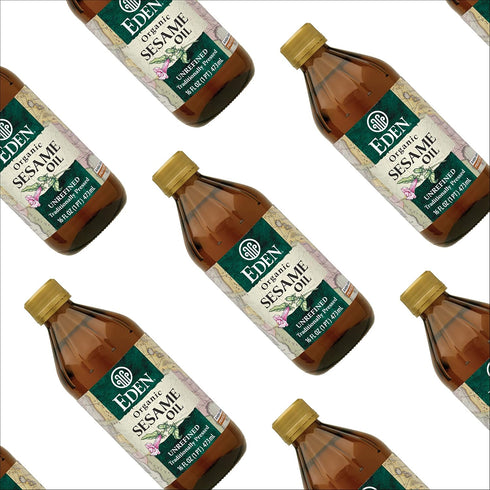 16 oz Eden Organic Sesame Oil, Unrefined, Extra Virgin, Traditionally Pressed, fl Glass Bottle
