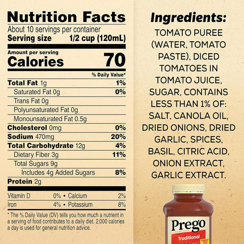 Prego Traditional Pasta Sauce, 45 Oz Jar