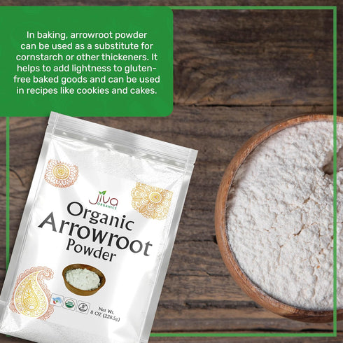 8 Jiva Organics Organic Arrowroot Flour (Powder) Ounce Bag - Raw, Non-GMO, Gluten Free