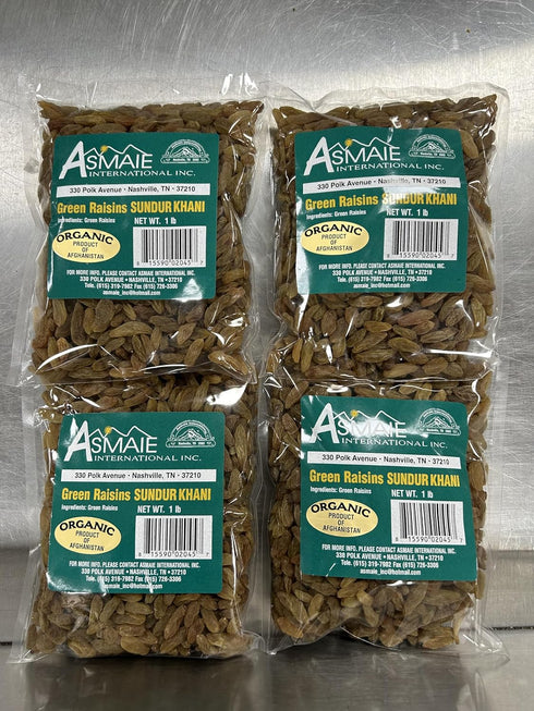 Generic 1 lb, Asmate International Organic Green Raisins Sundur Khani, Product of Afghanistan, Premium Whole Natural