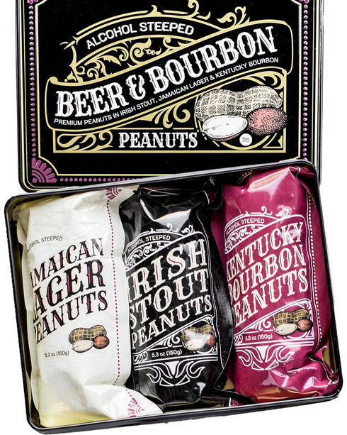 Nuts Gift Basket for Men, Unique Flavored Peanuts Assortment in a Cool Tin Gift Box, Birthday Gift for Men, Great Gift