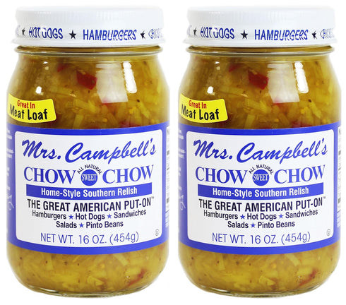 GOLDING FARMS Mrs. Campbell's All Natural Sweet Southern Chow Chow Relish, 16 Oz Glass