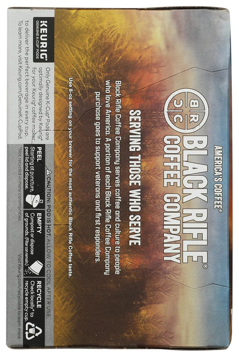 12 Count 4.6-ounce Black Rifle Coffee Company Loyal Spirit Single Serve Coffee Pods, Light Roast, K-cup pods, box