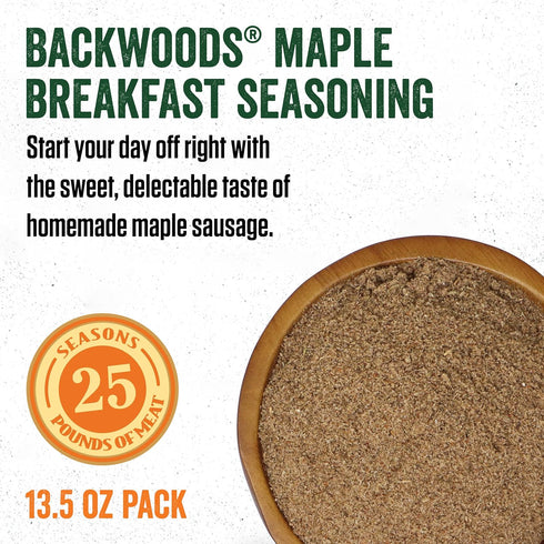 25 13.5 Packet LEM Products Backwoods Maple Breakfast Fresh Sausage Seasoning, Ideal for Wild Game and Domestic Meat