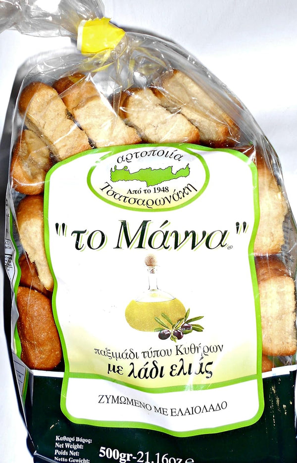 tsatsaronaki Whet Rusks with Olive Oil the manna (Kythirian Type) 500gr 21.16 Oz