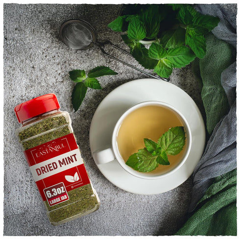6.3oz, Seasoning,%100 Eastanbul Dried Mint, Dried Mint for Cooking, Peppermint Leaves, Perfect for Tea Loose Leaf
