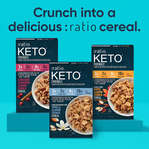10g 10.4 oz (Pack 2) Ratio Trio Vanilla Almond Crunch Cereal, Protein, Keto Friendly