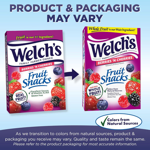 0.8oz Packs (Pack 40) Welch's Fruit Snacks, Berries 'N Cherries Snack Box, Gluten Free, Snack