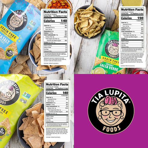 (Pack 3) Tia Lupita Cactus Tortilla Chips Variety of - Vegan, Gluten-Free, Grain-Free, Dairy-Free, Non-GMO, High Fiber