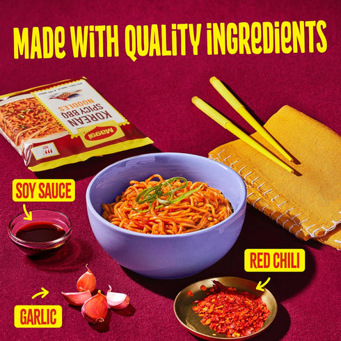 3 24-Pack Maggi Korean Spicy BBQ Noodles, Korean Instant Noodles, min, Spicy Ramen, Vegetarian, Halal, Kosher