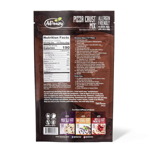 10.3 Package AiPeazy - Flatbread Pizza Crust Mix - With Tigernut Flour - Non-GMO - No Gluten, Soy, Eggs, Grains, Dairy