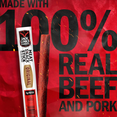 5g 0.8 Oz. (Pack 20) Jack Link's Classics Meat Sticks, Original - Protein Snack, Meat Snack Sticks with of Protein