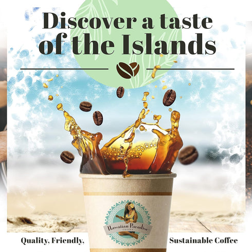 100% 24 Hawaiian Paradise Coffee Ground - Arabica Coffee Premium Medium Roast Flavored Bold Signature Brewed Coffee