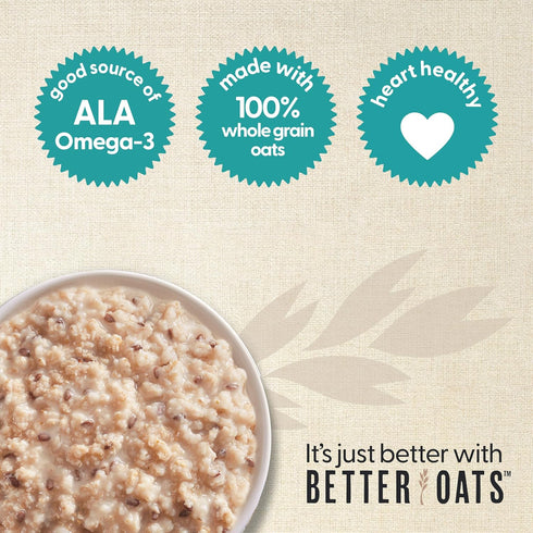 Packets, 15.1 oz 10 (Pack 1) Better Oats Steel Cut Instant Oatmeal Maple and Brown Sugar Flavor with Flax Seeds