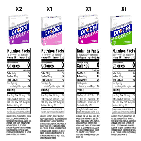 Propel Electrolyte Enhanced Water Drink Mix Powder Packets, 4 Flavor Variety Pack, 50 Packets