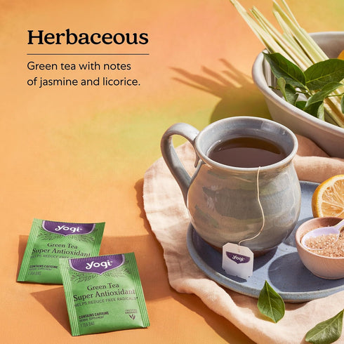 16 Pack (4 Packs) Yogi Tea Green Tea Super Antioxidant - Bags per - Organic Antioxidant Support - Includes Licorice