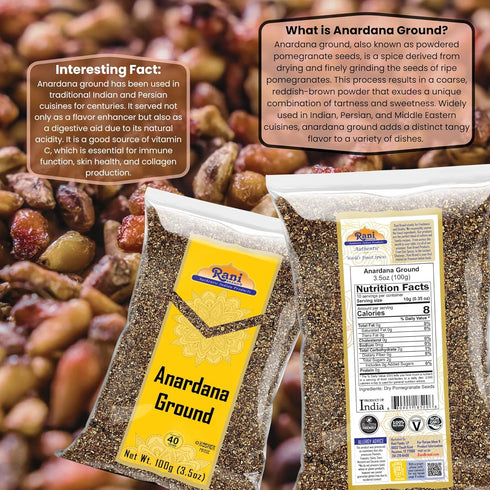 Rani Anardana (Pomegranate) Ground Indian Spice, 3.5oz (100g) - All Natural, Vegan, Gluten Friendly