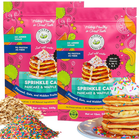 Hidden Foods Sprinkle Cake Pancake and Waffle Mix 2-Pack, High in Protein