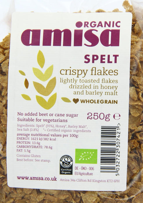 Amisa 250 (Pack 3) Organic Crispy Spelt Flakes g