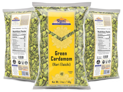 Rani Green Cardamom Pods Spice (Hari Elachi) 1.4oz (40g) | All Natural | Vegan | Gluten Friendly | Kosher | Product of