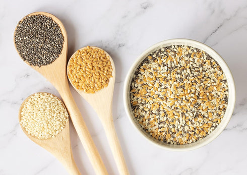 Omega-3 5 3 Food to Live Organic Seeds Mix with Flax, Chia and Sesame, Pounds Non-GMO Whole Seeds, Raw, Kosher, Vegan.