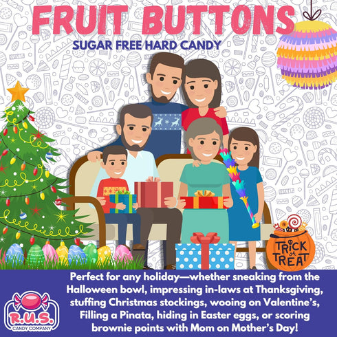 Sugar Free Assorted Fruit Disc Hard Candy | R.U.S. Candy Company | Guilt-Free Fruity Sweets, Individually Wrapped, Low