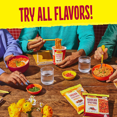 3 24-Pack Maggi Korean Spicy BBQ Noodles, Korean Instant Noodles, min, Spicy Ramen, Vegetarian, Halal, Kosher