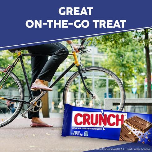 36 1.55 oz CRUNCH Full-Size Candy Bar, Creamy Milk Chocolate with Crunchy Crisped Rice, Individually Wrapped Bars, Each