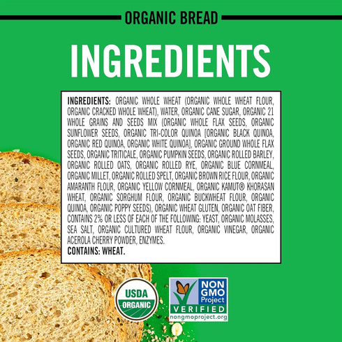 21 27 oz Dave's Killer Bread Whole Grains and Seeds, Whole Grain Organic Bread, Loaf