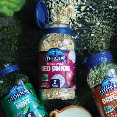 Litehouse Freeze Dried Red Onion - Organic, Non-GMO, Gluten-Free, Jar Equals 2 Fresh Red Onions - 0.60 Ounce 3-Pack