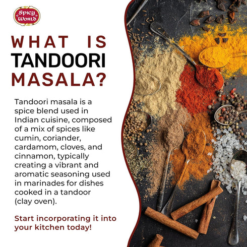 Spicy World Tandoori Masala Spice Mix, 7 Oz - Premium Quality Marinade & Grill Spice Blend