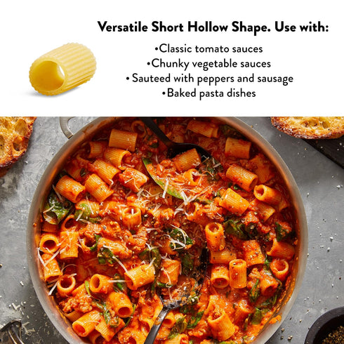 1 100% (7 Pack) DeLallo Mezzi Rigatoni Pasta, Pound Bag, Made with Only Durum Wheat Semolina Flour, Made in Italy