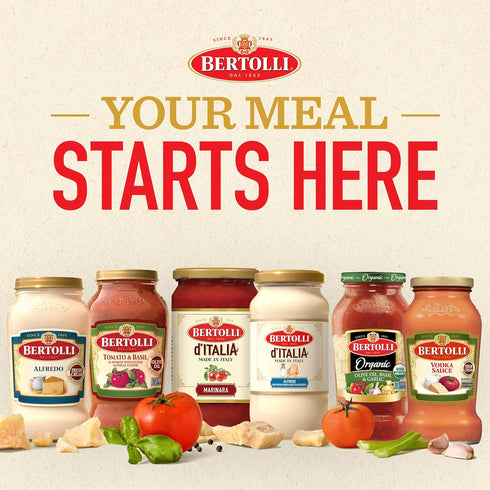 24 oz (Pack 6) Bertolli Organic Pasta Sauce with Olive Oil, Basil and Garlic, Spaghetti Tomato Sauce