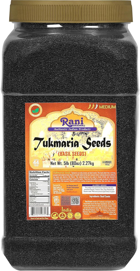 Rani Tukmaria (Holy Basil Seeds) 80oz (5lbs) 2.27kg PET Jar Used for