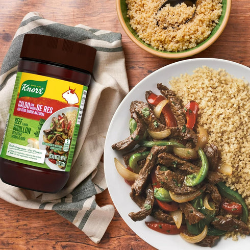 SUPOOBE 7.9 oz (Pack 2) Knorr Granulated Bouillon, Beef Flavor, of with By The Cup Swivel Spoon