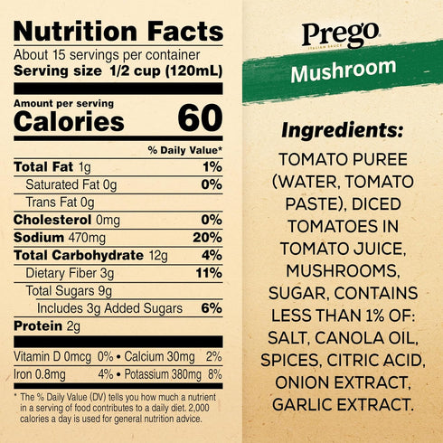 Prego Mushroom Pasta Sauce, 67 oz Jar