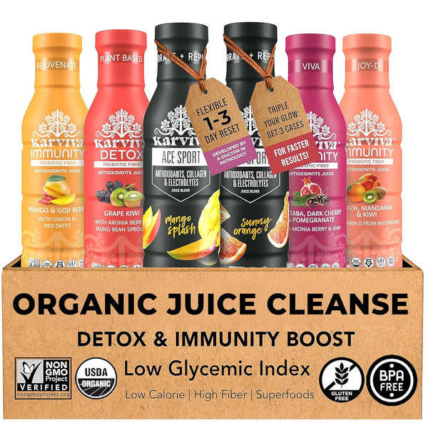 Karviva Organic Detox Juice Cleanse & Immunity Boost, Ancient Remedies for Gentle