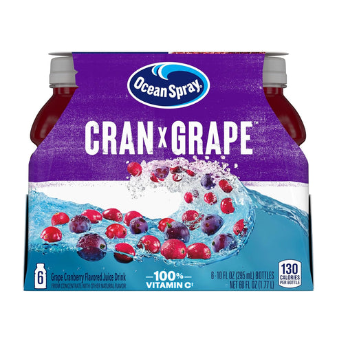 Ocean Spray Cran-Grape Cranberry Grape Juice Drinks, 10 Fl Oz Bottles, 6