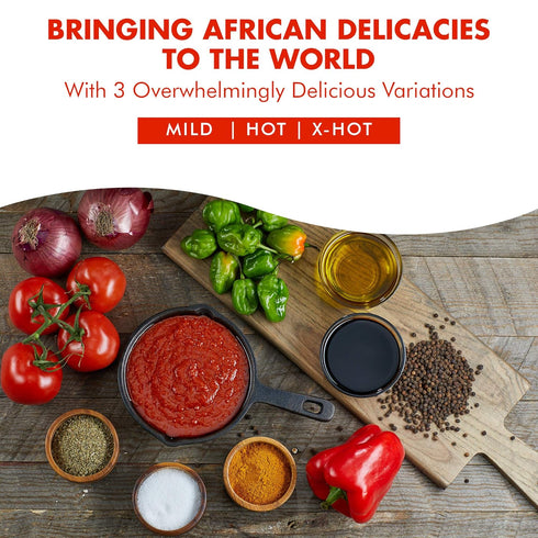 16oz (454g) 2 Pack) Nerrido Canned Tomato Stew & Jollof Rice Red Sauce, African Style Hot Pasta Sauce with Vegetables