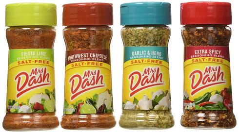 Mrs. Dash Salt-Free Seasoning Bundle, Extra Spicy, Southwest Chipotle, Garlic & Herb, Fiesta Lime