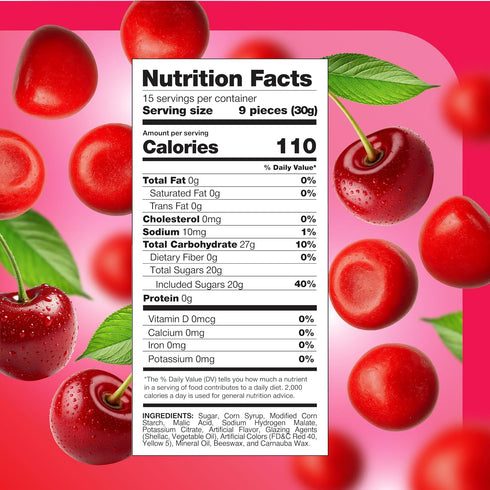 1 Pack Cherry Sours Candy - Pound - Old Fashioned Cherry Sour Balls for Parties and Everyday Treats - Red Chewy Candy
