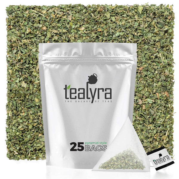 Tealyra Lullaby Herbal Loose Leaf Tea, 25 Bags of Nettle, Hemp Leaves, Peppermint, Caffeine-Free