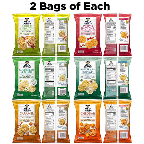 6 Pack, 12 Count Quaker Rice Crisps, Flavor Variety