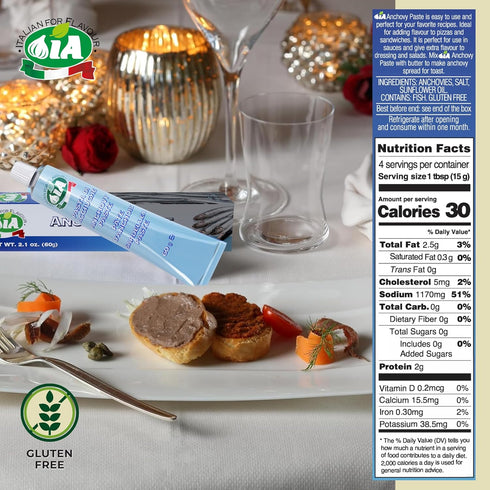 12 2.12oz (60g) Packaging IA Anchovy Paste Ready to Use - Tubes of Ideal for Salads, Eggs or Sandwiches, Gluten-Free