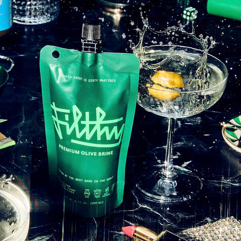8 Oz 2 Pack Filthy Olive Brine, Premium Cocktail Mixer, Filtered for Dirty Martinis, Olive Juice for Cocktails Made