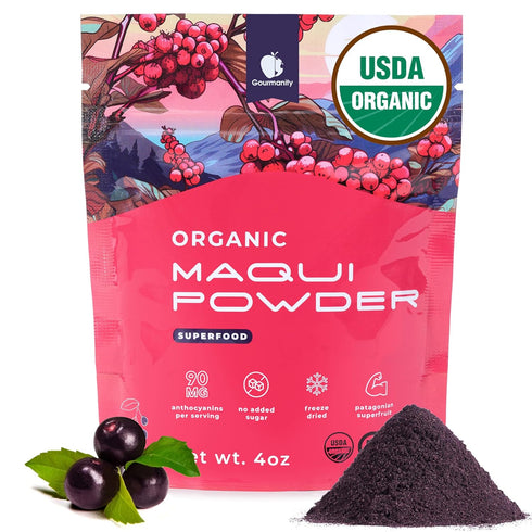 Gourmanity Organic Maqui Berry Powder, Freeze-Dried Chilean Superfood Powder, Rich in Antioxidants
