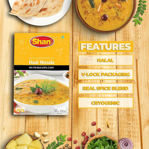 Shan Daal Masala Mix, 100g - Seasoning Packets for Mild Lentil Curry (Pack of 3)
