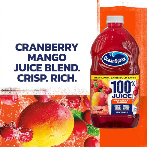 100% 64 Oz Ocean Spray Juice Cranberry Mango Juice Blend, Fl Bottle